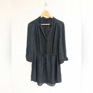 Aritzia Babaton Bennett 100% Silk Green Black Houndstooth Dress Women's Small